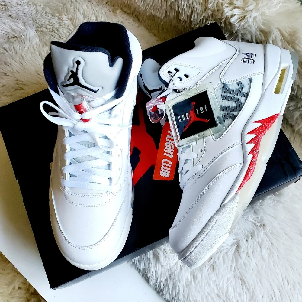 Jordan 5 White Retro Supreme's - Picture 1 of 10